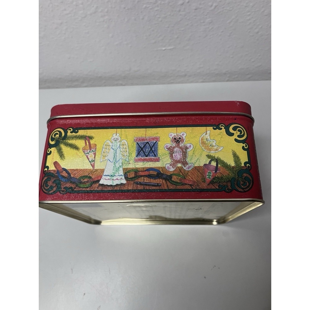Crayola 1992 Limited Edition Holiday Square Tin Box Christmas Decor Red Gold - Picture 6 of 10